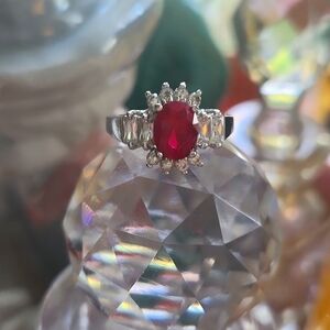 Sterling Silver Imitation Ruby Ring